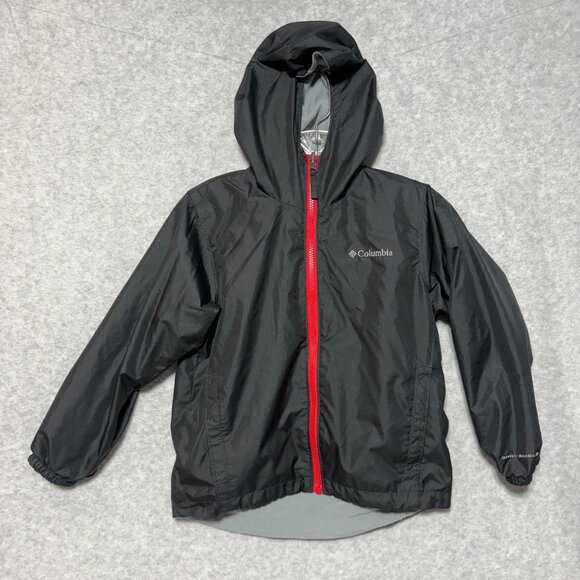 Columbia Kids Rain Jacket Sz 8 Black Gray Reversible Omni-Shield Interchange - Picture 1 of 7